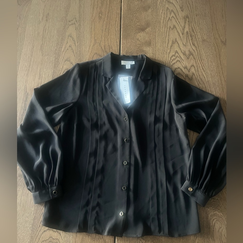 Topshop Black Button-Front Shirt